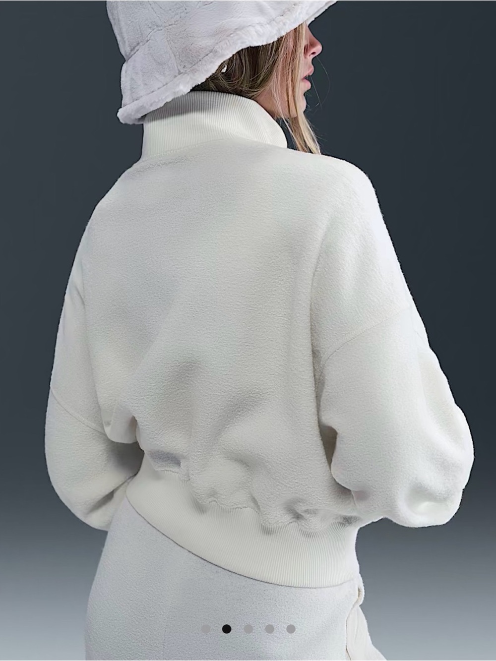 NEW Nike kidsgirls Cream Quarter-Zip Fleece Cropped Pullover size small - Picture 6 of 7